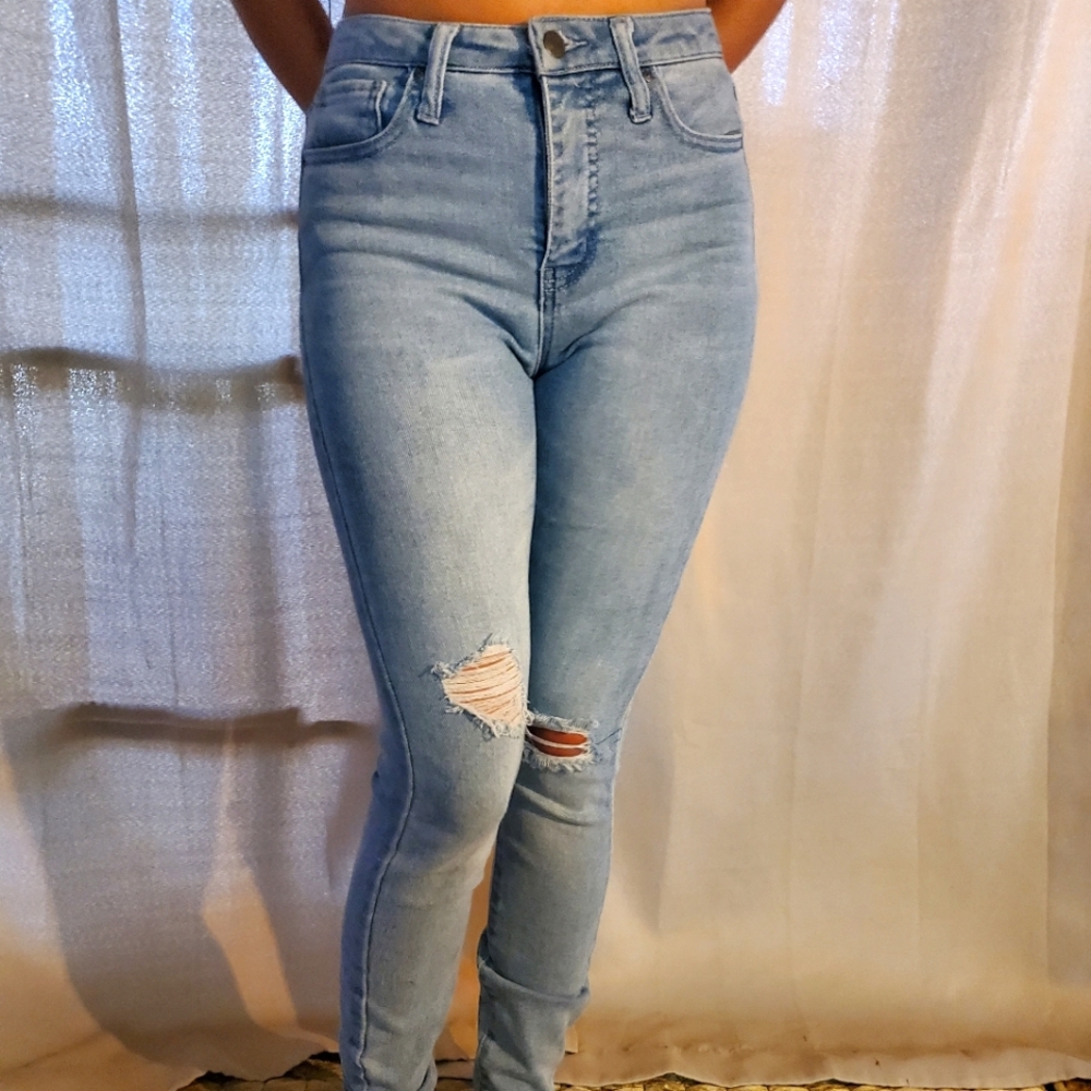Skinny mom jeans super high waisted